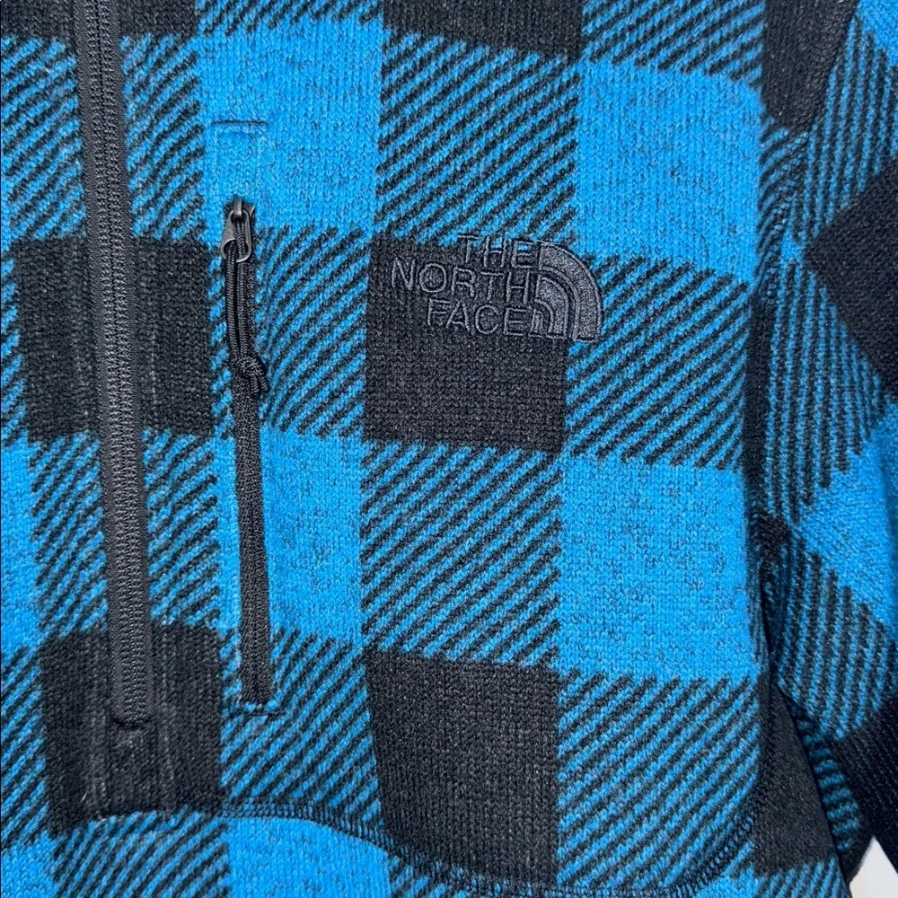 The North Face Buffalo‎ Plaid Black & Blue Quarter Zip Fleece Size Medium